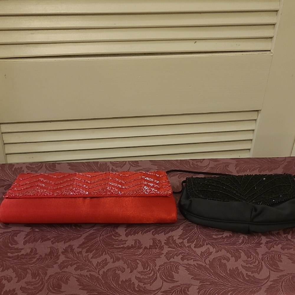 Elegant Red Clutch Purse and Black Clutch Purse